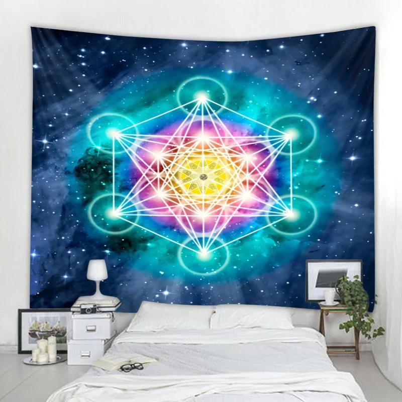 Sacred Geometry Tapestry Bohemian Hippie Mandala Tapestry Meditation Theme Tapestries Witchcraft Astrology Pattern Wall Hanging