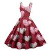 Women's Valentine's Day Love Heart Print Sexy Off Shoulder Vintage Dress