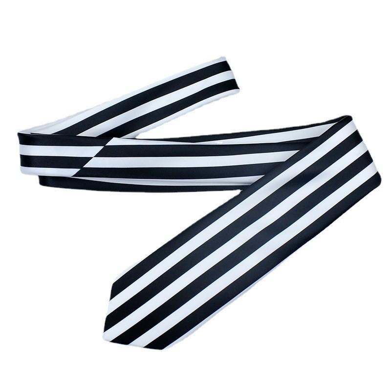 Persona5 Goro Akechi Black And White Striped Tie For Cosplay Events