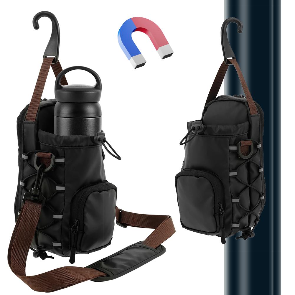 Magnetic Gym Chest Pouch W/ Bottle Holder Gym Crossbody Bag Gym Bottle Carrier Bag for Gym Sports Travel Carry-on Items