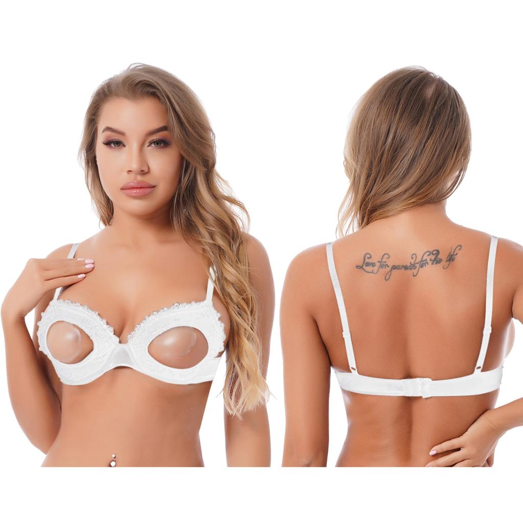 Womens Sexy Lingerie Lace Floral Sheer Hollow Out Wireless Unlined Bra Tops