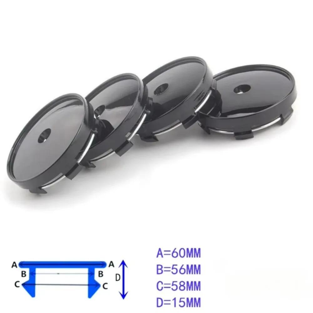 4pcs 60MM Black/Silver Emblem No Logo Car Wheel Center Caps Car Styling Accessories for VW BMW Dacia Rim Hub Hubcaps Cover BadgeKD0