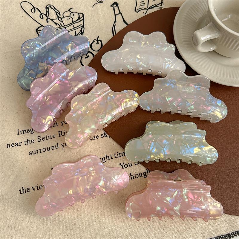 Iridescent Mermaid Hair Claw: Large Imitation Acetate Shark Clip for Women