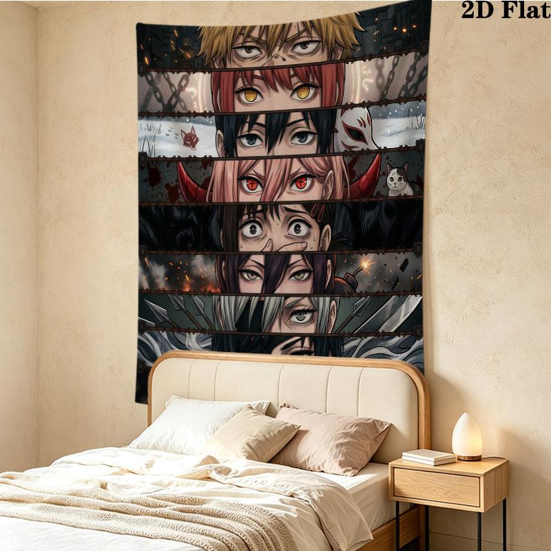 Chainsaw Man Wall Tapestry Aesthetic Wall Hanging Printed Fabric Blanket Decorative Tapestries For Bedroom Living Room Home Decor