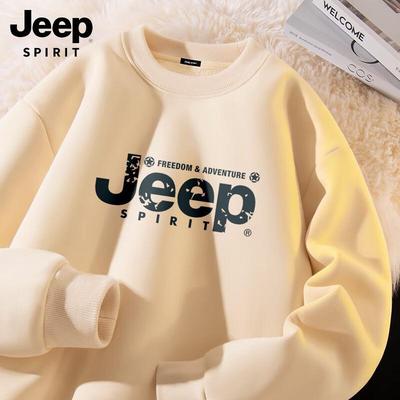 JEEP SPIRIT Men's Fleece-Lined Crewneck Sweatshirt