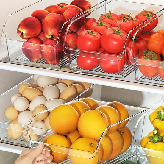 Refrigerator Storage Box, Large Opening Design Transparent Storage Bin, Food-Grade Crisper Box for Kitchen Cabinet Pantry Organization