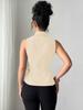 European-American Style Sleeveless Summer 2025 Slim Fit Tie-Up Cardigan Blouse for Women
