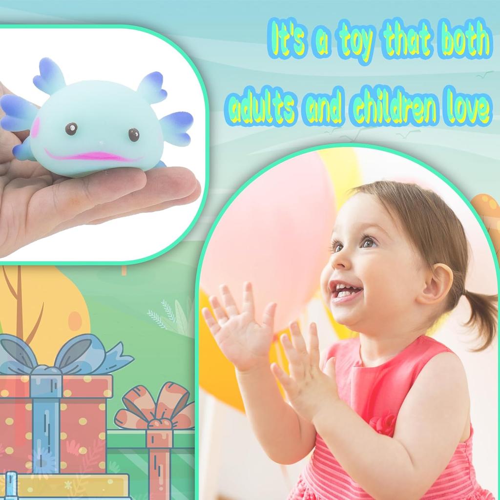 Axolotl Toy, Pull, Stretch and Squeeze Stress, Cute Fish Toy for Anxiety Relief, Birthday, Christmas, Office, Stocking Stuffer Gift, Toy Axolotl for