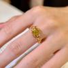 Fashion Light Luxury Sugar Cube Diamond Ring Vine Winding Square Diamond Flower Ring Niche Design High Carbon Diamond Colored Treasure Ring Woman