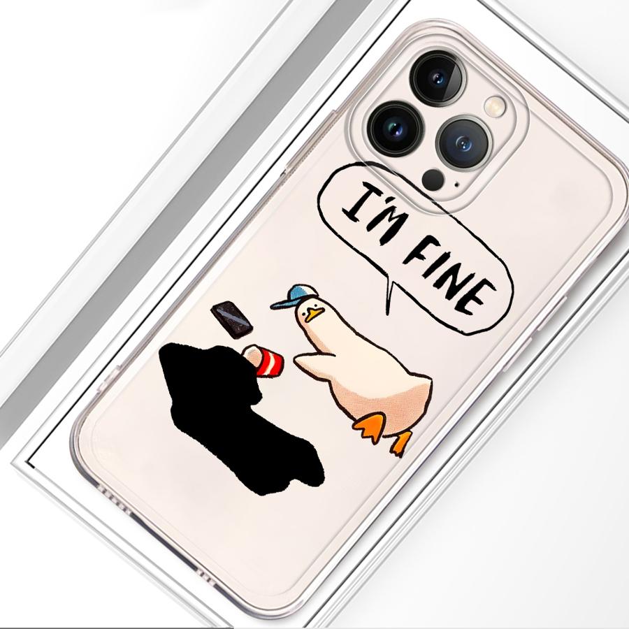 Cartoon Duck Case for iPhone 17 Pro Max XR 11 7 8 16 15 13 Pro 14 Plus XS Max 12 Mini Air Soft Phone Cover