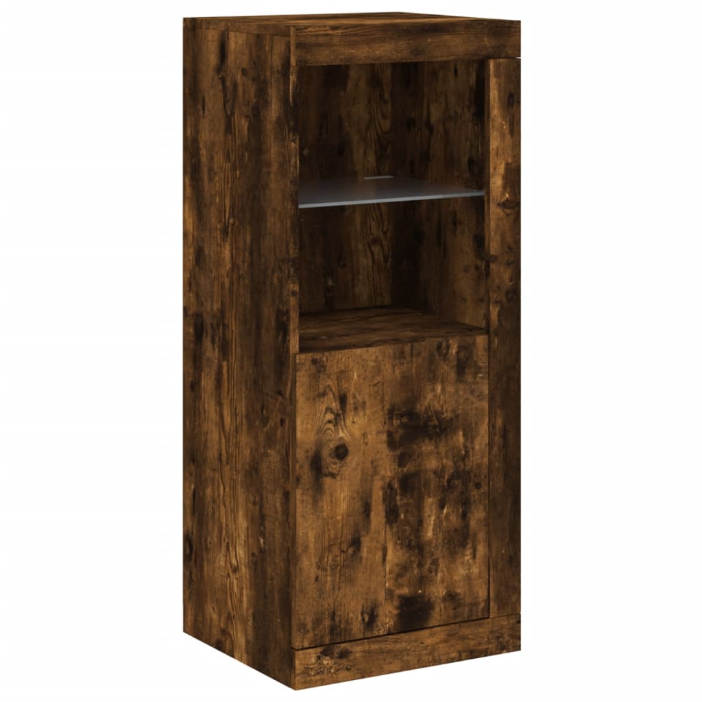 Sideboards with LED Lighting 3 pcs Smoked Oak Wood Based Material