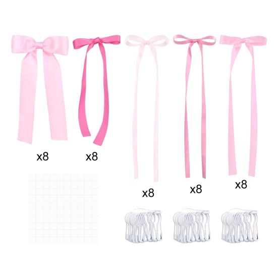 41Pcs Large Pink Ribbon Bow Decoration Fabric Party Ornament for Wedding Birthday Christmas Indoor Outdoor Hanging Decor for Walls Windows Gardens