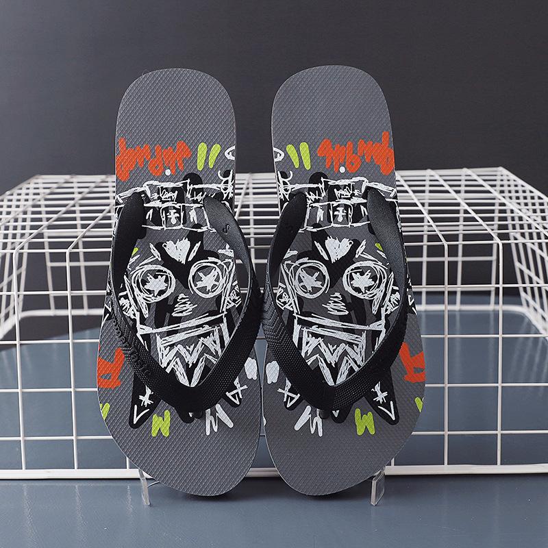 New Flip-flops Men's Summer Trend Outer Wear Flats Personalized Totem Pinch Beach Slippers