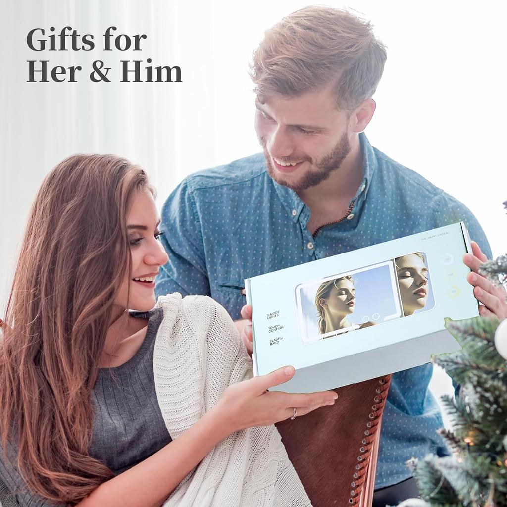 Car Sun Visor Makeup Mirror, Equipped With 3X Magnifying Glass And Three-Color Adjustable Brightness Soft Light Mirror, Rechargeable, Suitable For