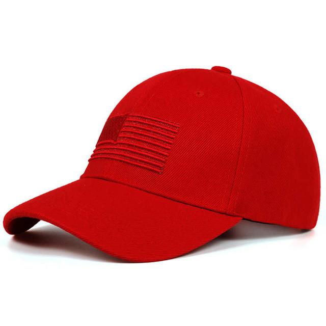 American Flag Embroidered Baseball Cap With Adjustable Fit For Summer Casual Wear Red