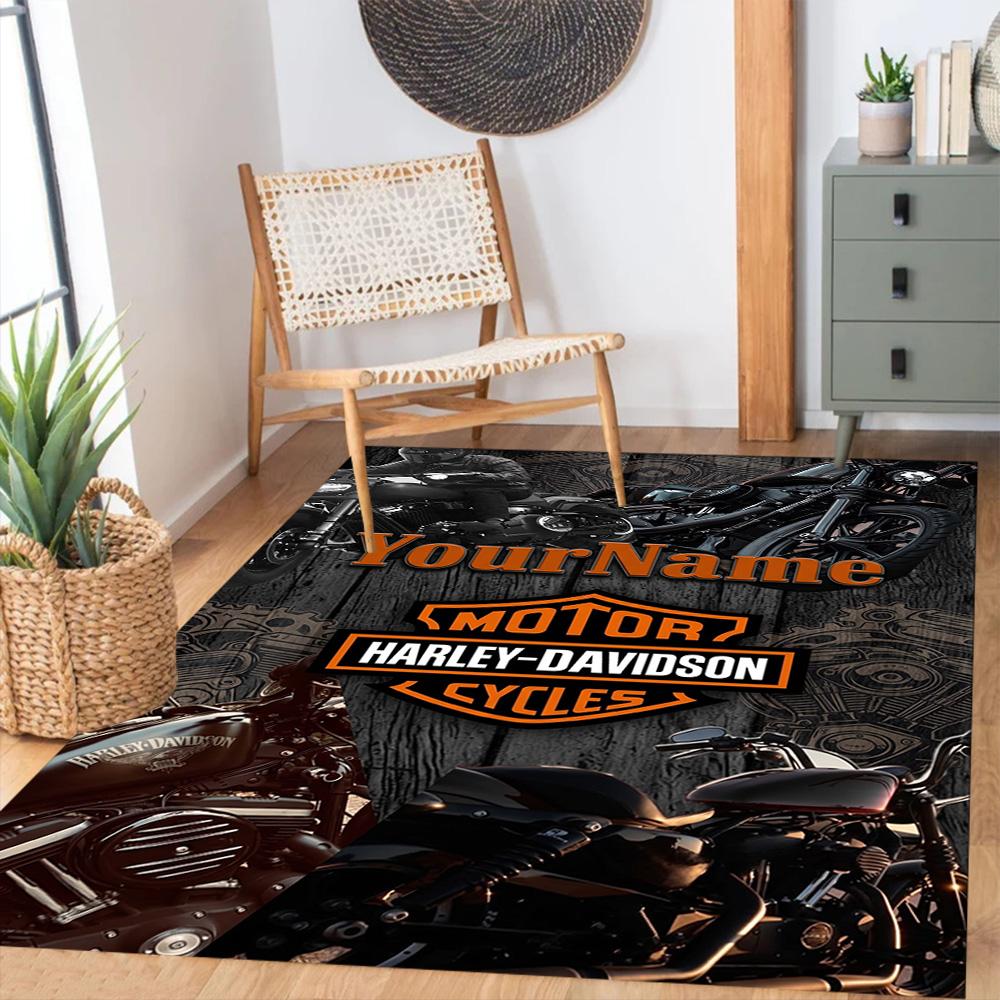Harley-davidson Motorcycles Customize Your Name Floor Mat Design for Playrooms Foyer Dormitory Decorate room Antislip Carpet Anime Office Decor