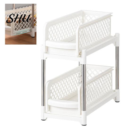 Double-layer Bathroom Organizer Sliding Under-sink Storage Rack Double-Layer Design Large Capacity Kitchen Shelf Strong Load-bearing Easy Assembly