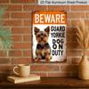 2D Flat, Yorkshire Terrier Warning Metal Sign, Decorative Aluminum Sign and Plaque, 8x12 Inches - Rustic "Beware of Guarding Yorkie" Wall Art