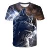 Summer Round Neck Animal Wolf Pattern 3D Print Top Fashionable Casual Short Sleeved Men's T-shirts