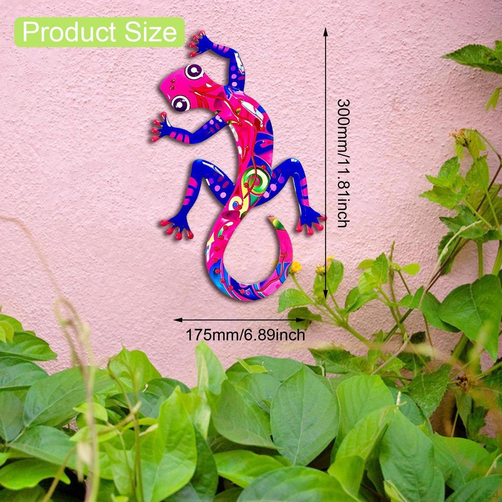 2 Pieces Gecko Wall Decor Decorative Vivid Ornament Iron Creative Art Sculpture for Patio