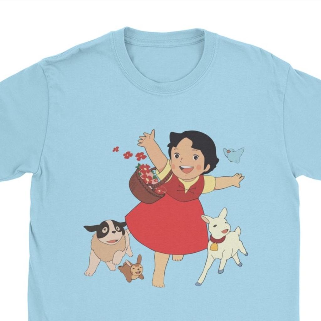 Heidi Das Mädchen Aus Den Alpen T-Shirt Herren Casual Tops T-Shirt Ziege Anime T-Shirt Camisas Geburtstags-T-Shirt für Männer