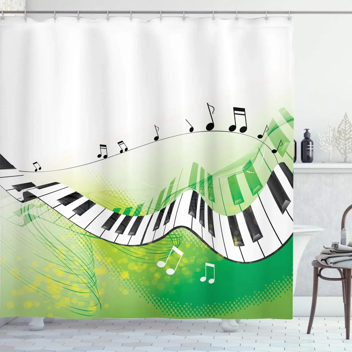 

Music Piano Keys Shower Curtain Musical Instruments Printed Shower Curtains Bathroom Decor Waterproof Fabric Bathtub Screen W90xH180cm