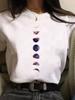 Maycaur Newest Funny Moon Print T Shirt Women White and Black Shirts Fashion Round Neck Short Sleeve T-Shirt Summer Tees Casual Top