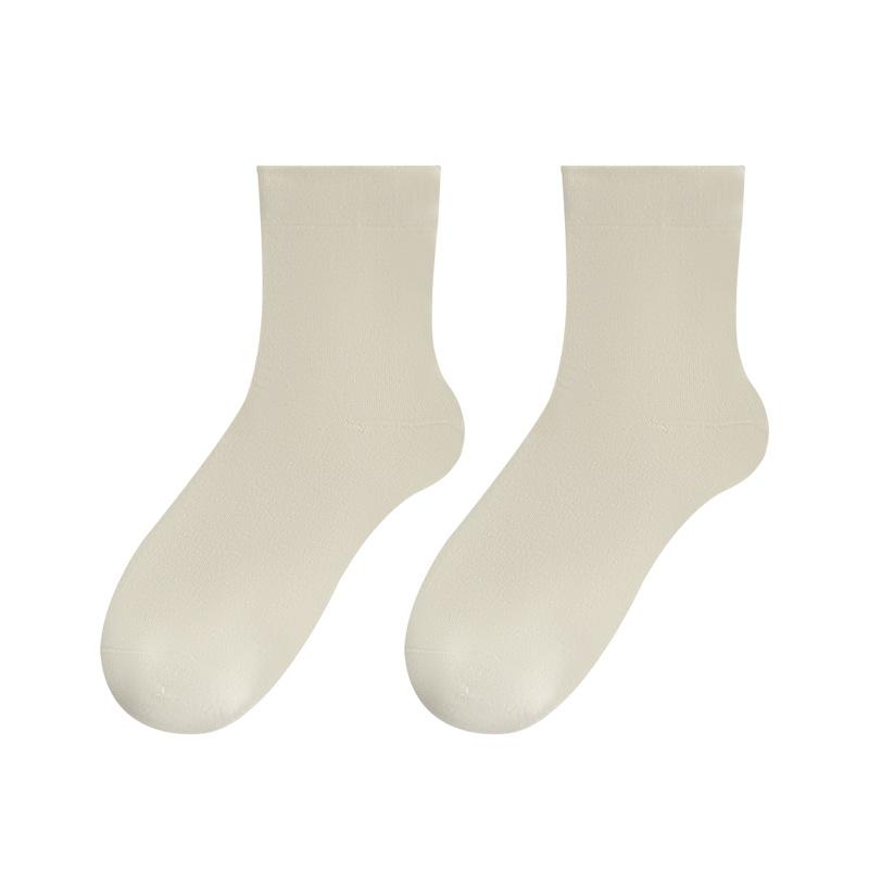 Women's Spring and Autumn Mid-calf Socks, Anti-odor and Sweat-absorbing Pure Cotton Socks, Boneless Socks, Solid Color and Versatile Socks