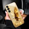 Golden Eagle Pattern Glass Phone Case Suitable for Samsung Galaxy S26 S25 S24 S23 S22 S20 FE/Ultra/Plus Anti Drop Back Cover