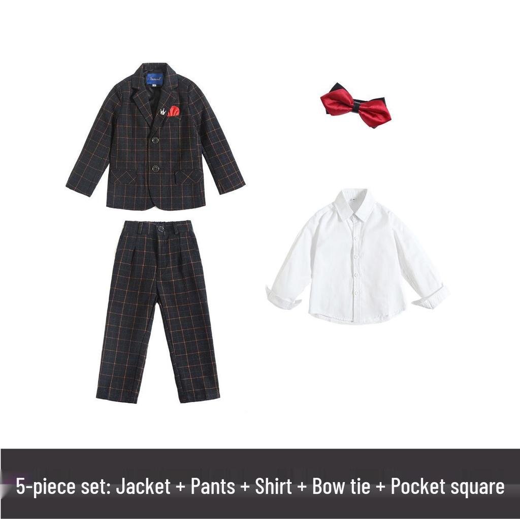 Boys' Formal Suit Set: Page Boy, Piano Performance, Medium & Large Sizes, Handsome Spring/Autumn Jacket