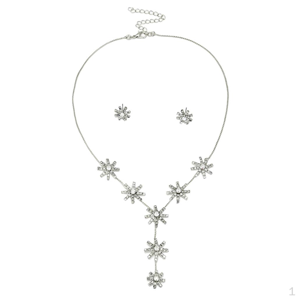 

Crystal Rhines Necklace Earrings Wedding Bridal Jewelry Sets серебряный