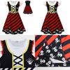 Skull Print Halloween Girls Dress With Ruffle Hem And Printed Fabric For Kids Age 3 To 8