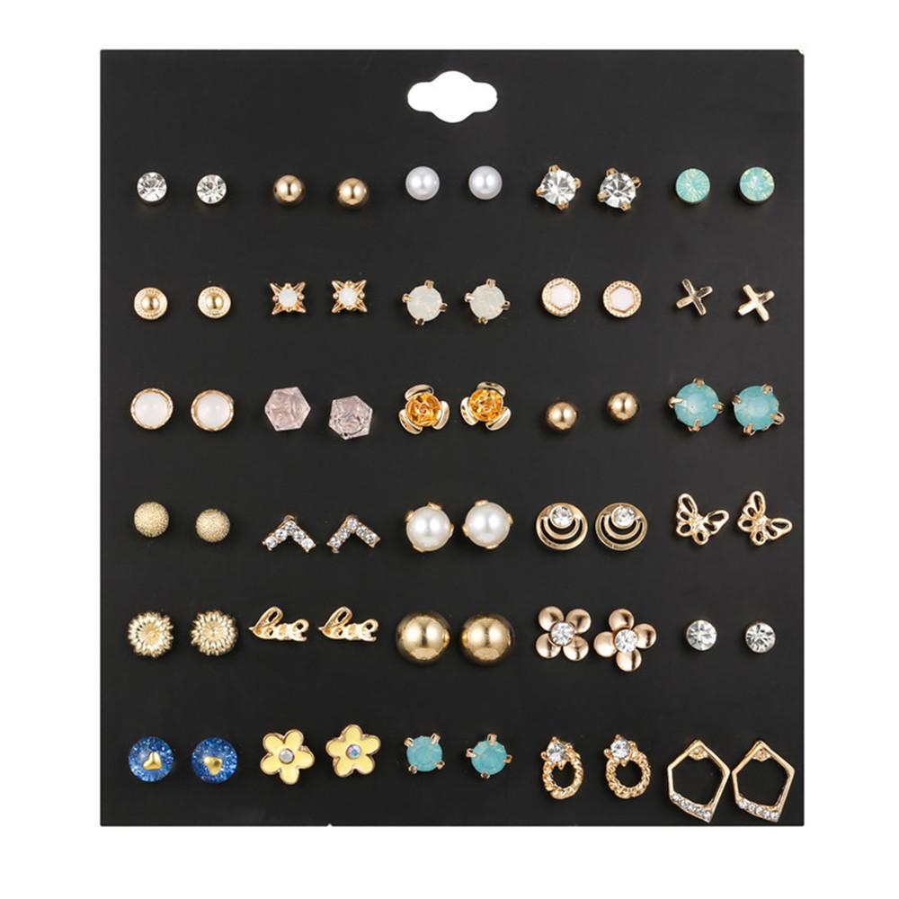 30-Pair Non-Repeating Korean & Western Style High-Quality Earrings Set for Women