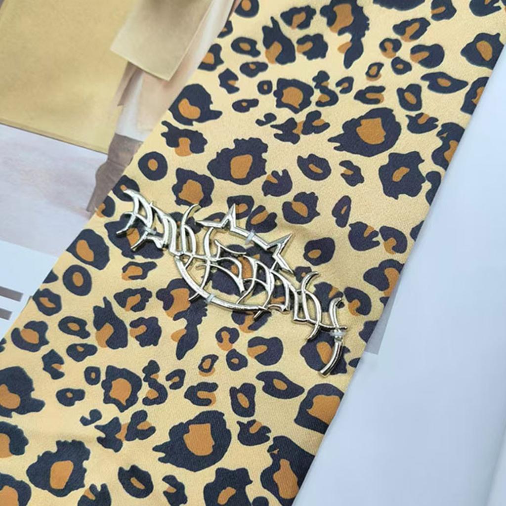 Vintage Shirt Tie Leopard Print Harajuku Student Uniform Adjustable Pre Tied Necktie for Women and Men Cosplay Neckwear