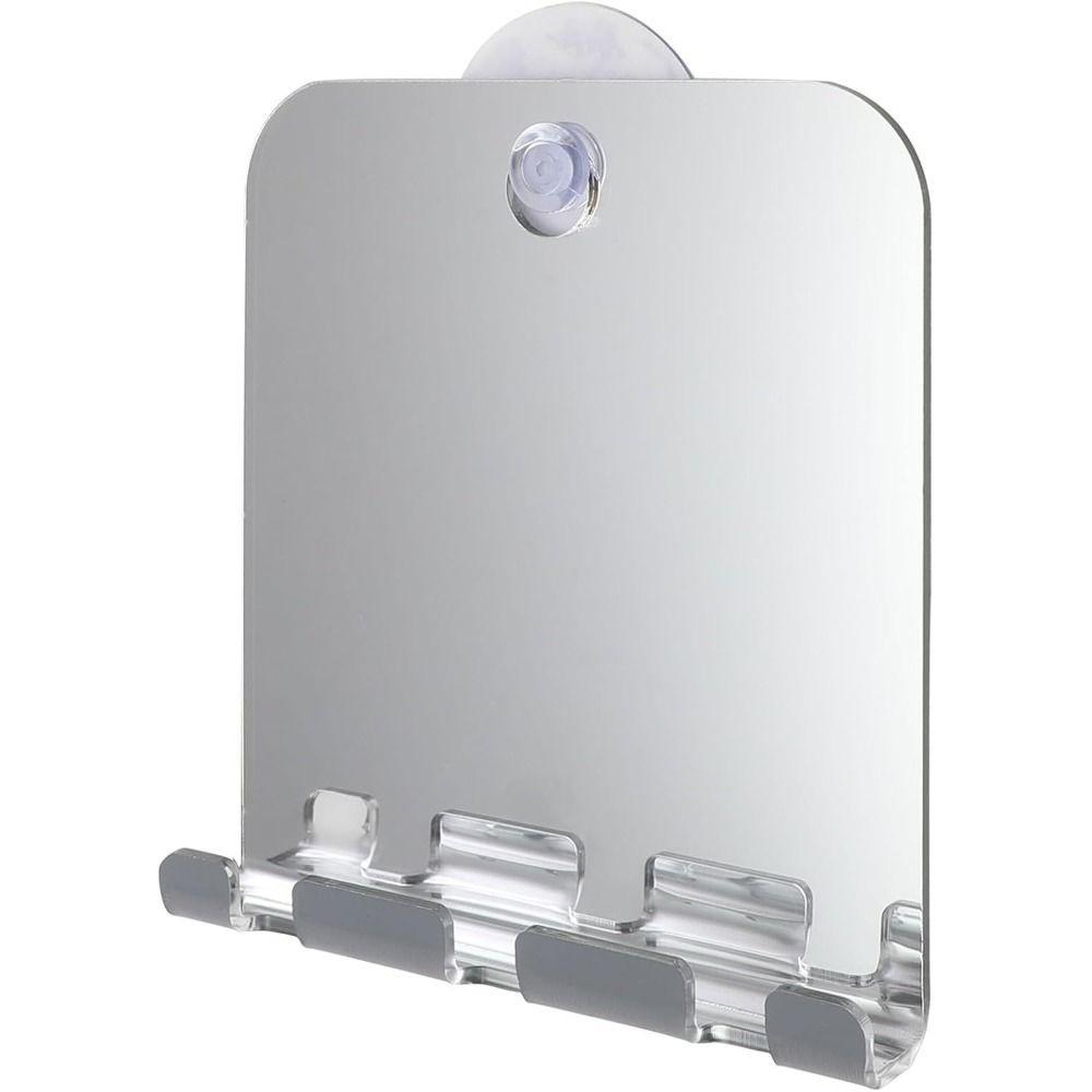 with Wall Suction Shower Mirror Shatterproof Fogless Makeup Mirror Bathroom Tools
