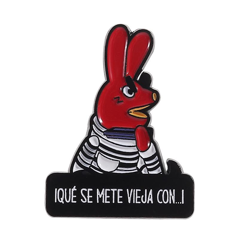 Humor Comedy Anime Movies Character Enamel Pins Cartoon Red Eared Rabbit Brooch Backpack Lapel Badge Jewelry Gifts for Friend