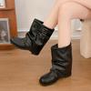 Retro Western Cowboy Boots Women's 0000 Autumn New Niche Short Martin Boots Versatile Explosive Folded Pile Boots