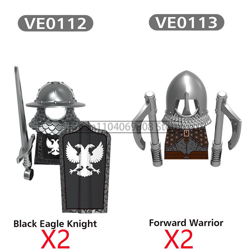 MOC Medieval Military Figures Building Blocks Castle Militia Soldier Dragon Gothic Knight Helmets Swords Shield Bricks Toys N06