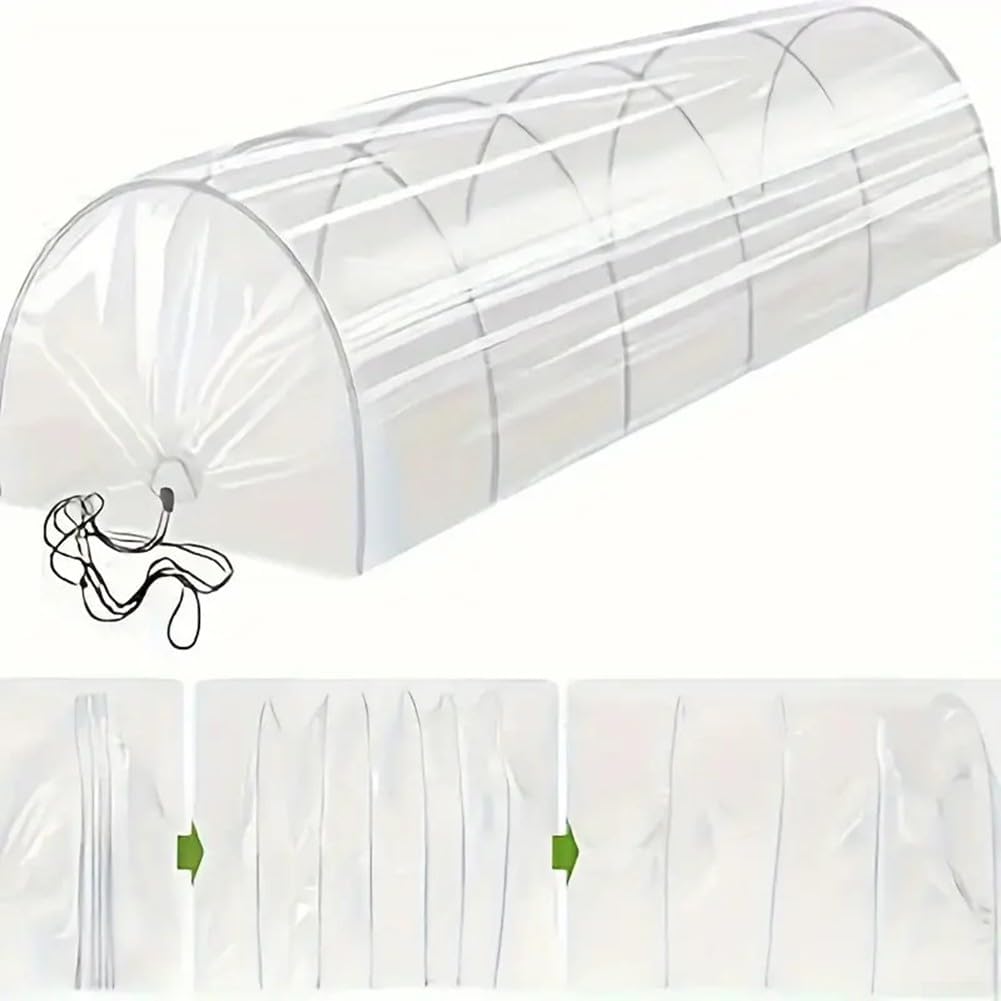 Garden Greenhouse Clear Polythene Plastic Greenhouse Tunnel Cover Rainproof Anti Freezing Cold Proof Winter Protection Cover