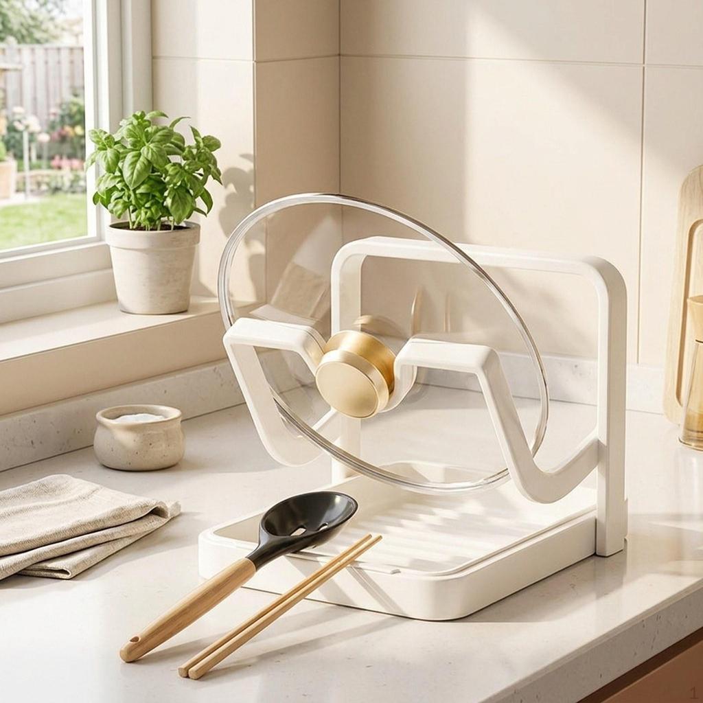 Kitchen Lid Rack Organizer Pot Stand Spoon Rest Carbon Steel Utensil Holder Suitable for Cooking
