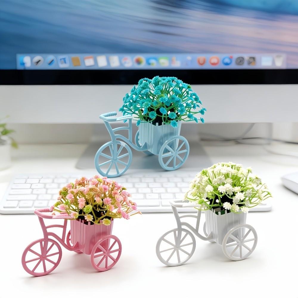 Miniature Garden Mini Bicycle Ornaments Decoration Artificial Flowers Ornaments Office