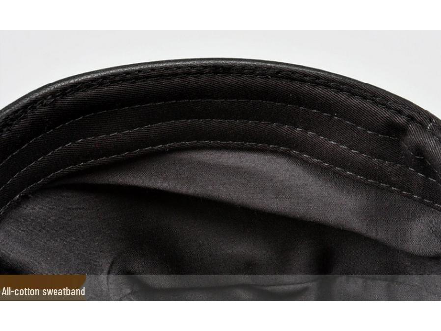 Pánský podzimní/zimní baret z pravé kůže s kšiltem - Ležérní osmihranný klobouk pro muže středního věku a starší