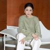 Women's Super Heavyweight Cashmere Blend Sweater with Faux Fur Fluff