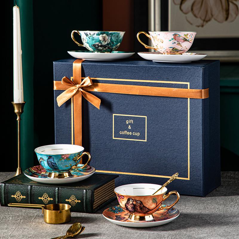 Elegant Bone China Coffee Cup Set with Saucer Porcelain Afternoon Tea Set Birthday Gift for Women Luxury Home Decor Tableware