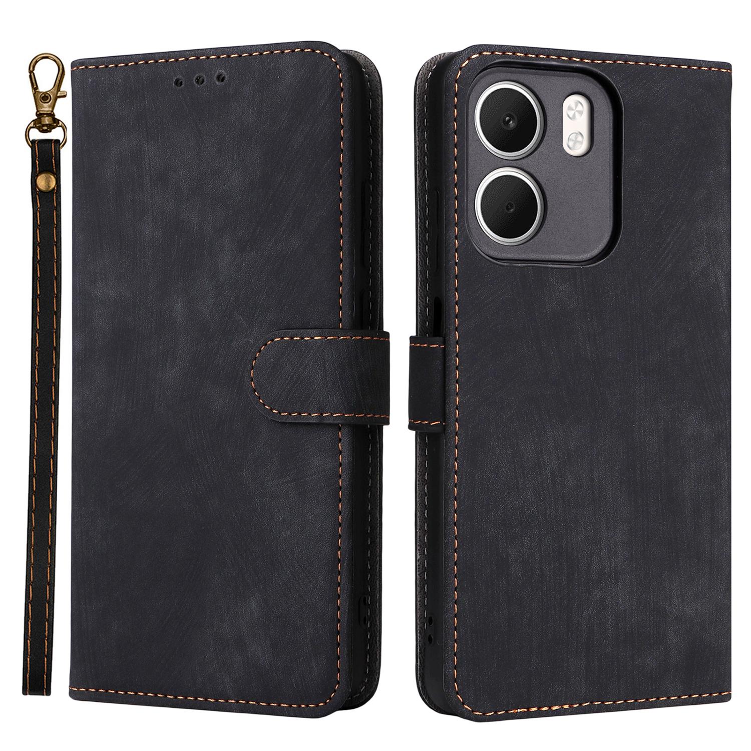 

For Oppo A5x 5G/4G Case Wallet RFID Blocking PU Leather Phone Cover Stand with Strap Black
