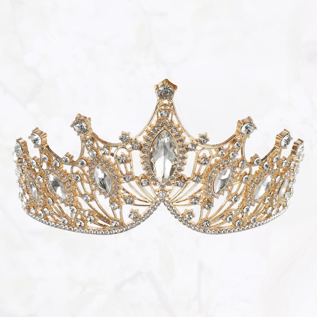 VOCOSTE Crown Tiara for Hair Gold and White Women, Princess, Bride, Wedding, Party, Cosplay, Accessory,