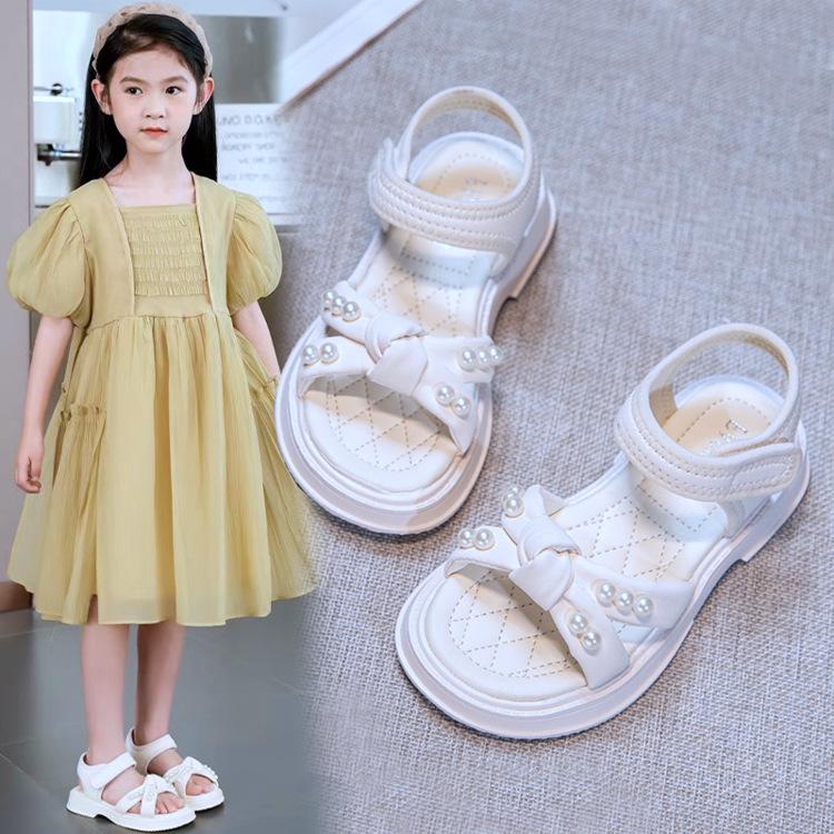Wow, custom non-slip beach shoes, little girl sandals, women's pearl children's shoes, girl foreign style, little princess shoes, children's shoes