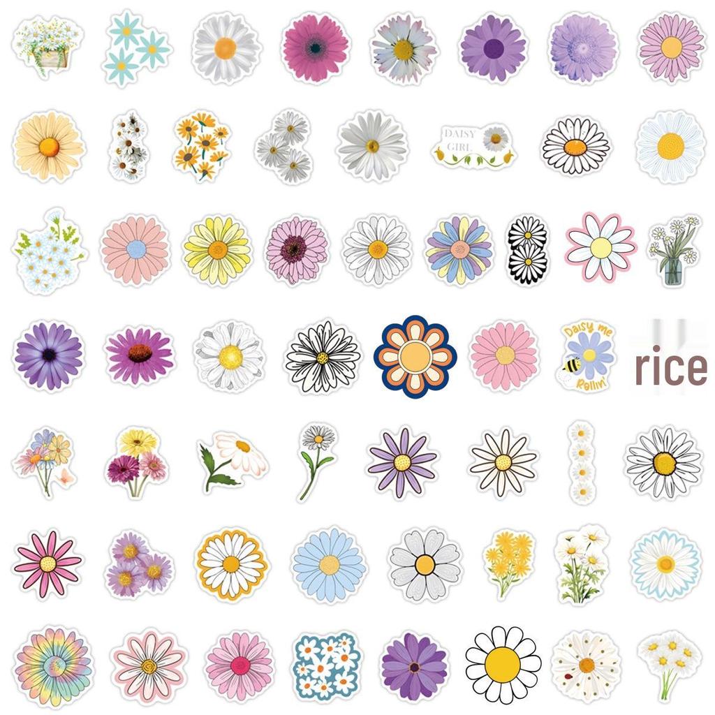 55 Daisy Cartoon Flower Stickers for Decor, Stationery, Planners, Water Bottles, and Computers - Waterproof.
