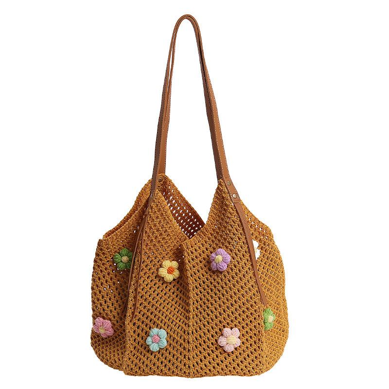 Cotton Beach Vacation Tote Bag With Open Top And Large Capacity For Casual Travel
