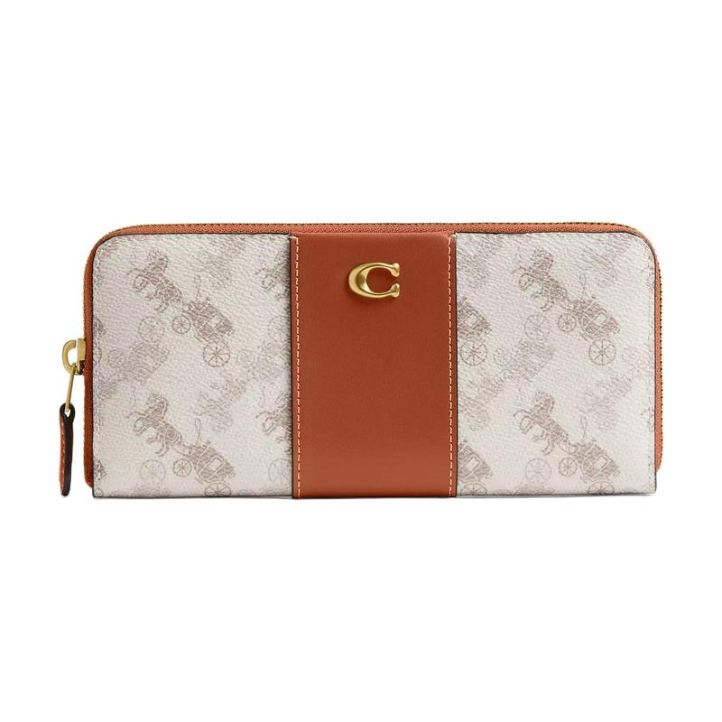 

COACH Essential 20 Zipper Carriage Print Leather and Calfskin Wallet Regular Women s Taupe taupe сірий колір